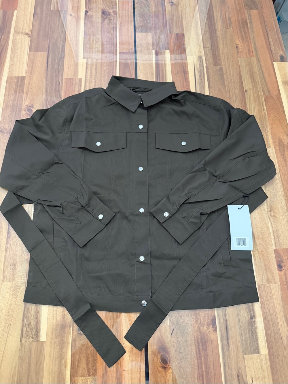 NWT Girlfriend Collective Sz S Wendy Tie Shacket in Raven